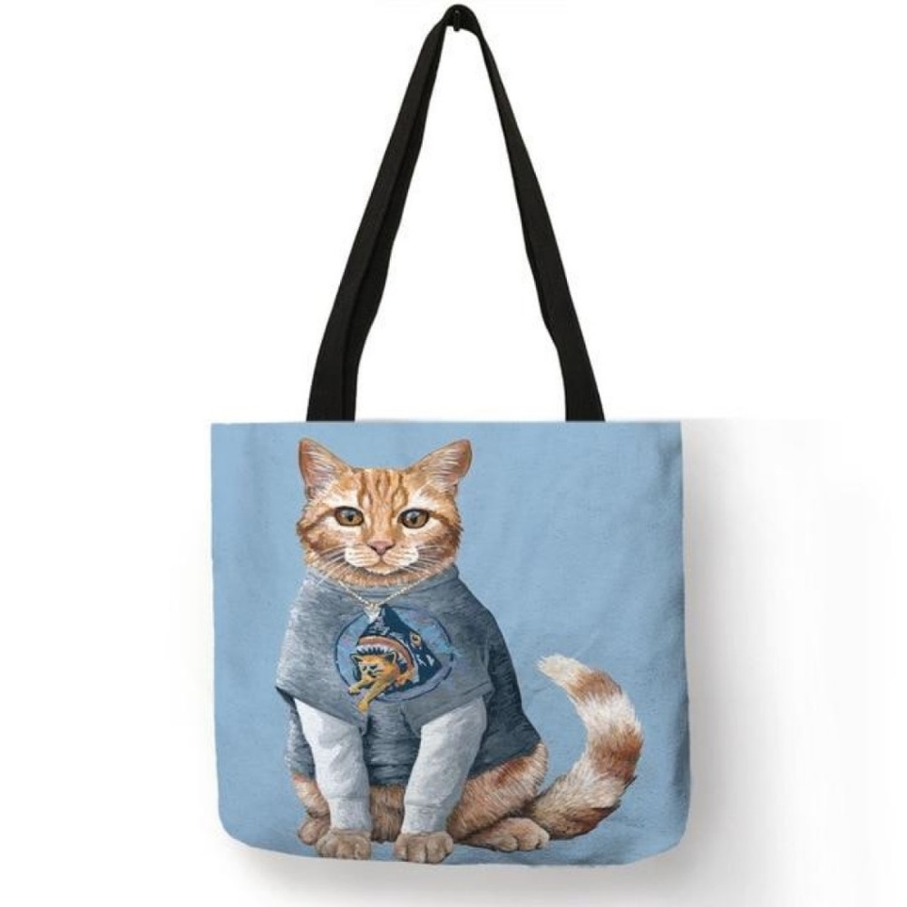 Linen Tote Bag  (Ginger Kitty Design)